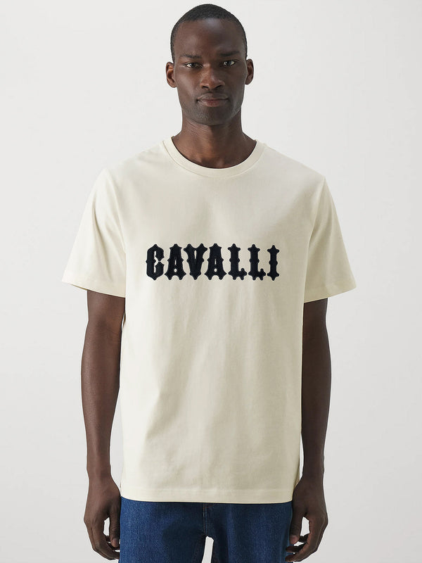 RBERTO CAVLI Emb Cotton Cream T-Shirt (00429)