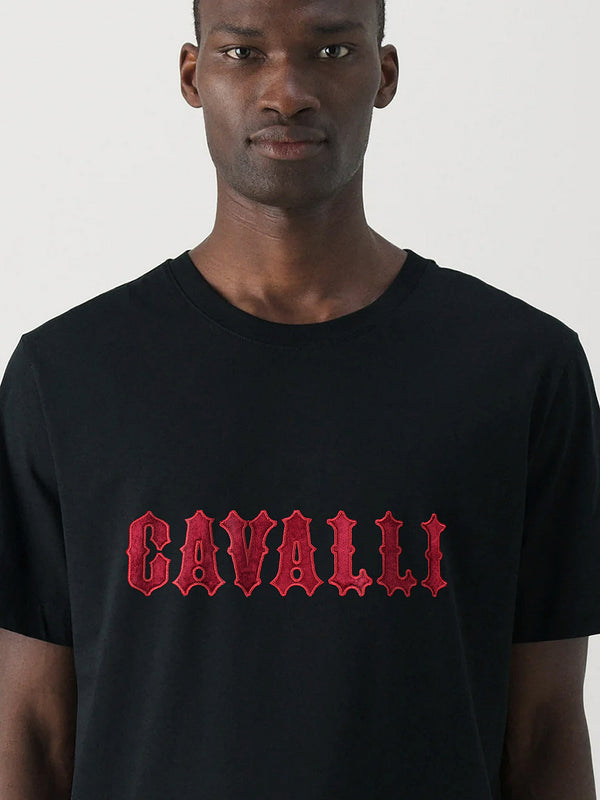RBERTO CAVLI Emb Cotton Black T-Shirt (00429)