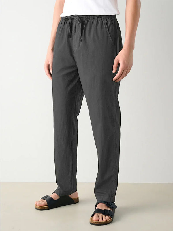 ZRA Imported Tapered fit Linen Charcoal grey Trousers(00547)