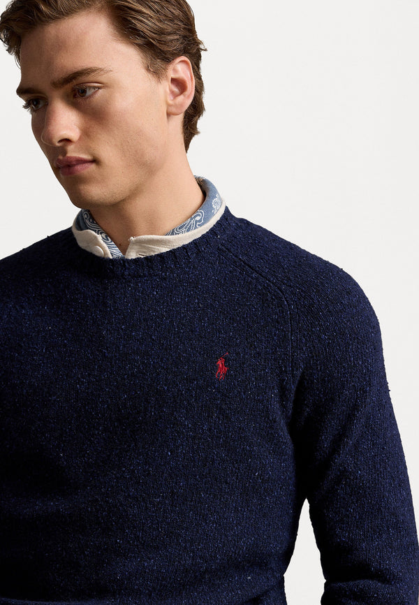 RL Navy Marl Wool Blend Jumper (00563)