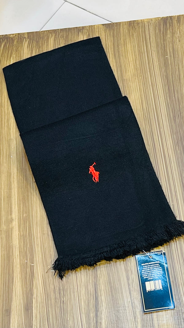 RL Merino Wool Imported Black scarf (00394)
