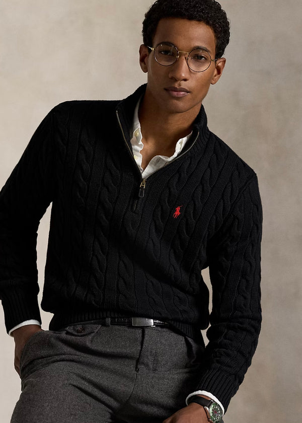 RL Black Cable Knit Wool Cashmere Jumper (00563)