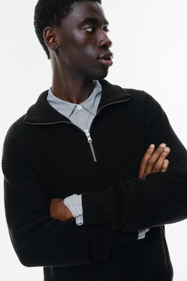 PL&BR Black Genuine Quarter Zipper Sweater (00)