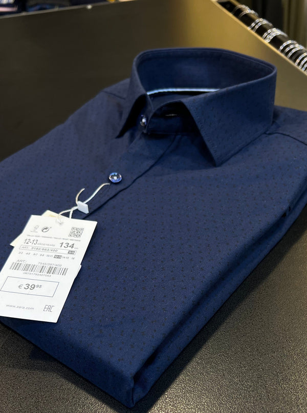 ZR Premium Navy Printed Casual Shirt (00392)