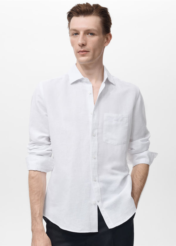 MNGO White Linen Imported Shirt (00555)