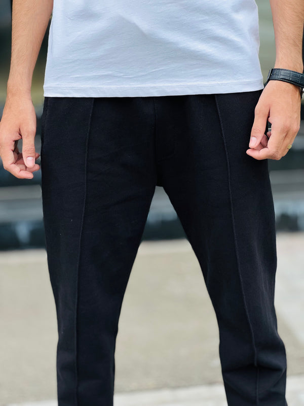 SMASH Black Cotton Terry Trousers (00468)
