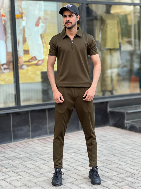 Dark Green Textured Zip Tracksuits (00505)(00506)