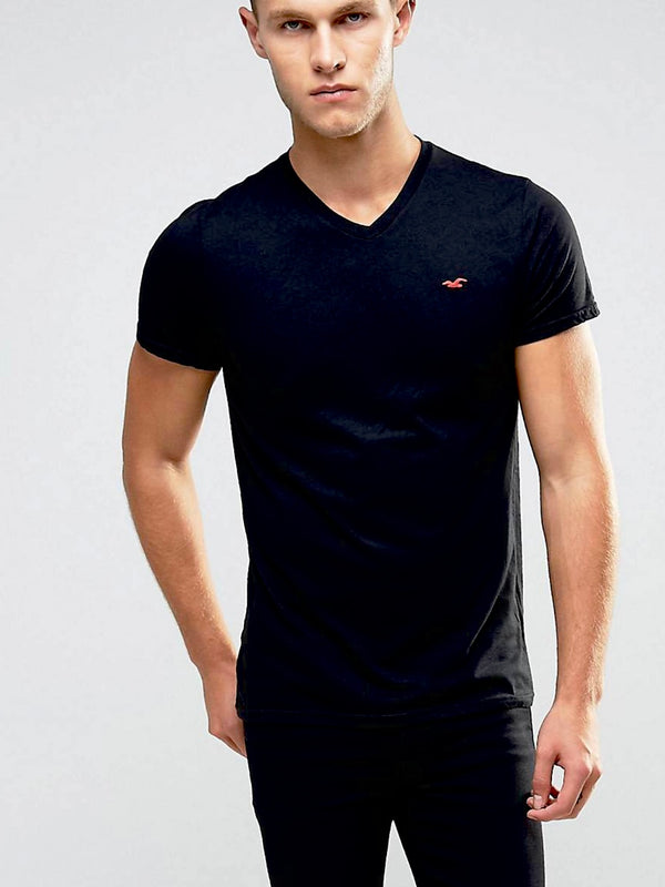 HLSTR V neck cotton black T-Shirt (00314)