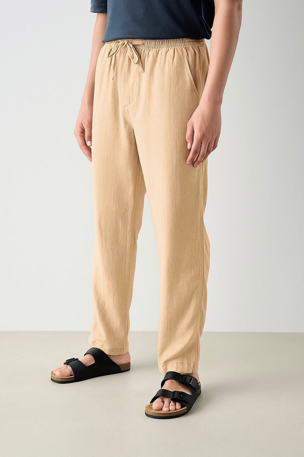 ZRA Imported Tapered fit Linen Amber Mustard Trousers (00547)
