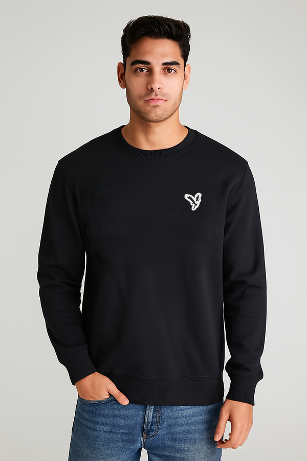 AE basic logo Premium Black Cotton Fleece sweatshirt (00554)