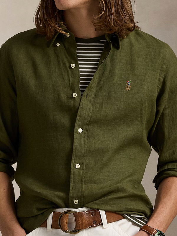 RL Linen blend Dark Green Imported Shirt (00549)