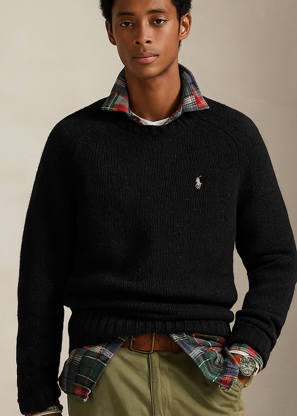 RL Black Marl Wool Blend Jumper (00563)