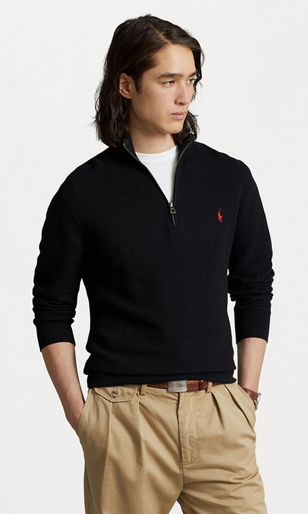 RL QUATER-ZIP black Sweater (00393)