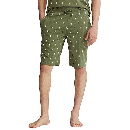 RL green Allover printed terry shorts (00339)