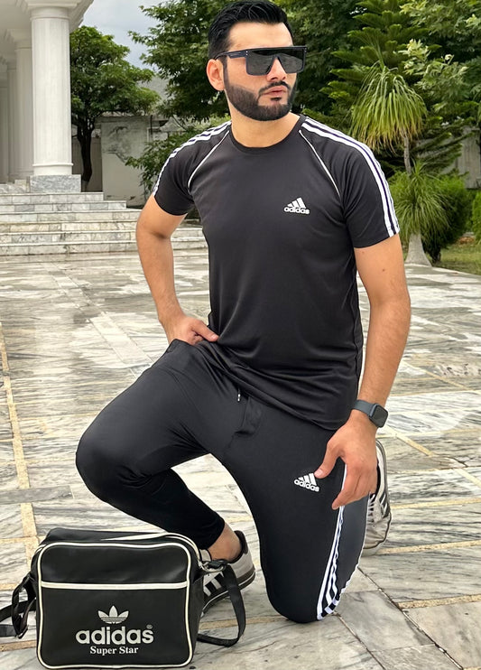 ADIDS TIRO  4-WAY STRETCH active wear black tracksuit (00323)