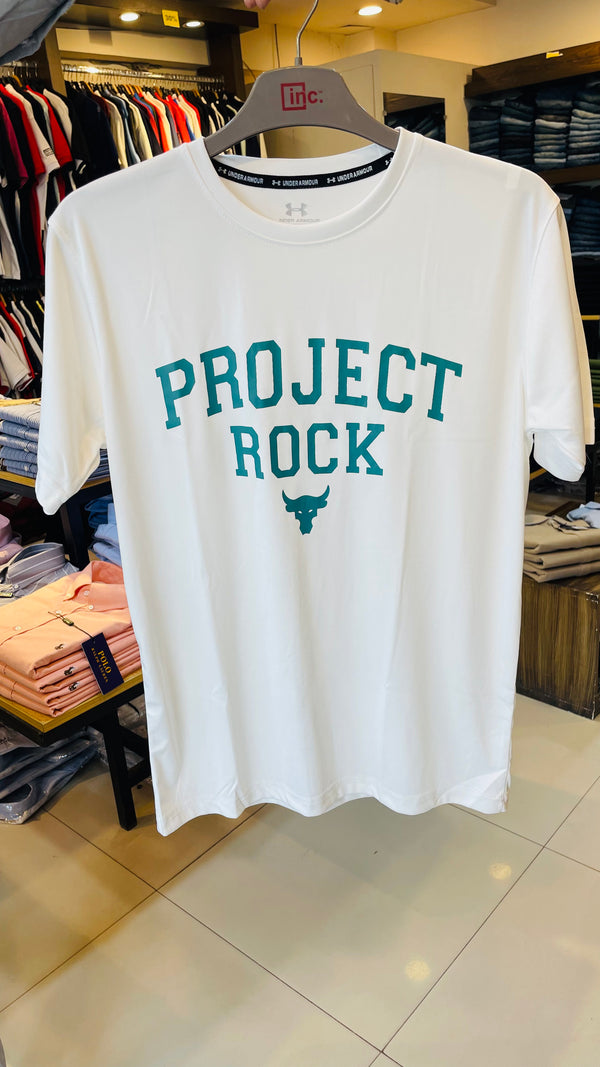 UA project rock Active Wear white T-Shirt (00318)