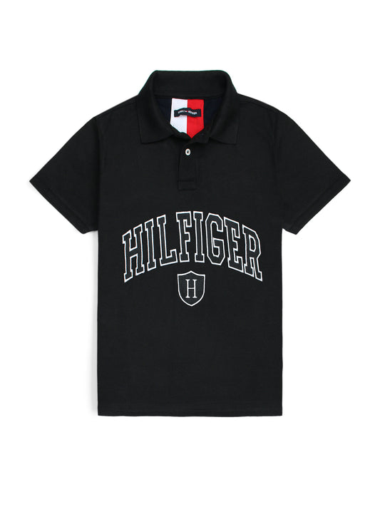 HLFGR soft cotton black polo shirt(00335)