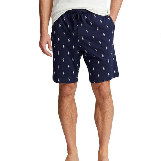 RL navy Allover printed terry shorts (00339)