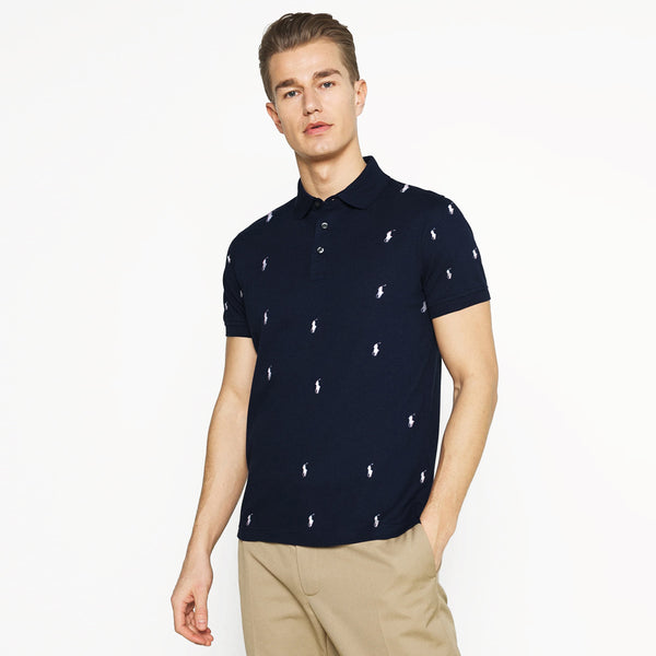 RL allover-emb navy exclusive polo shirt