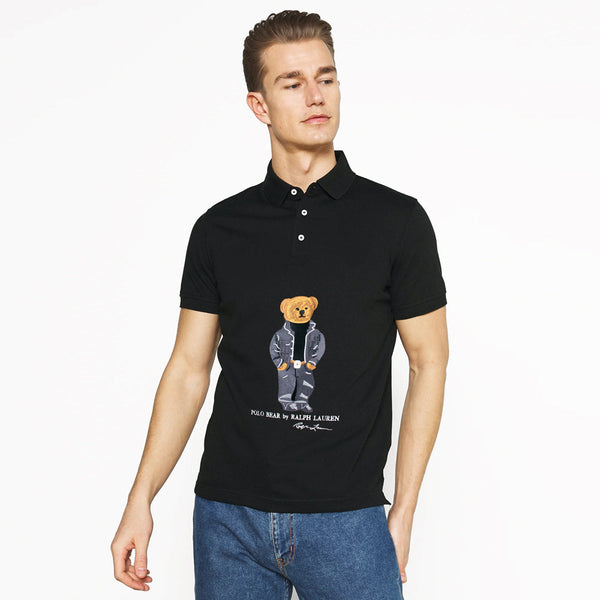 RL emb bear black exclusive polo shirt (00157)