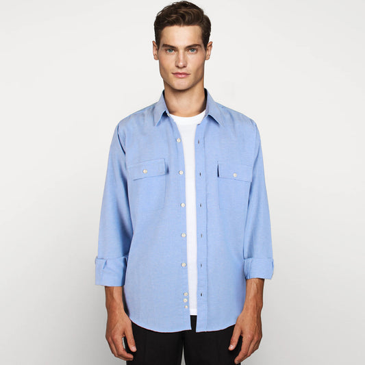 ZR premium front pockets light blue casual shirt (00264)
