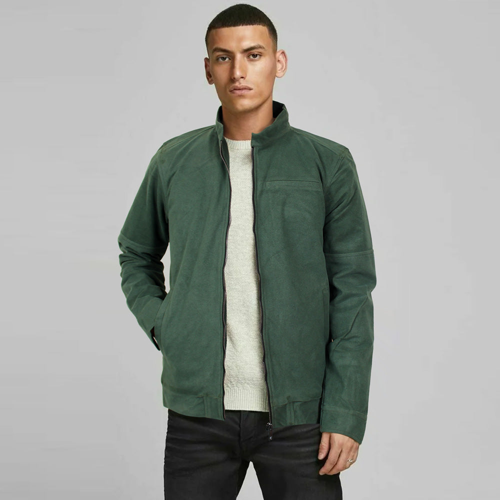 ZRA-plan suede green bomber jacket (00218)