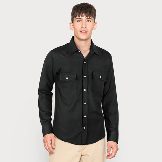 ZR premium front pockets black casual shirt (00264)