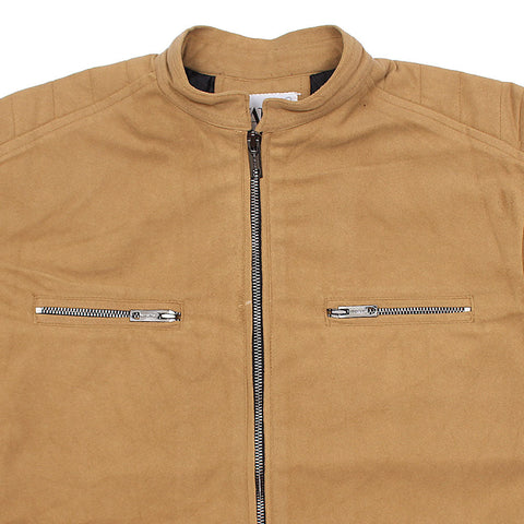 ZRA-Zip suede mustard bomber jacket (00218)