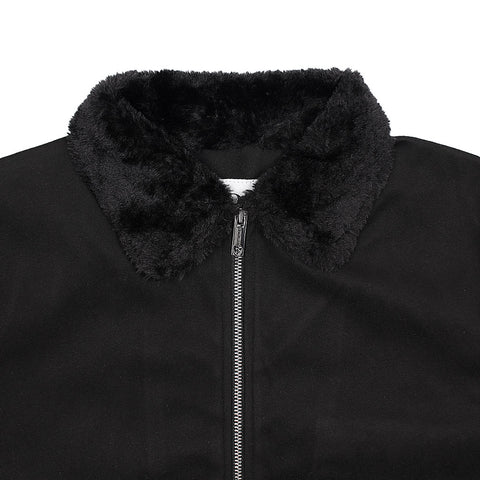 ZR fur collar Black suede jacket (00218)