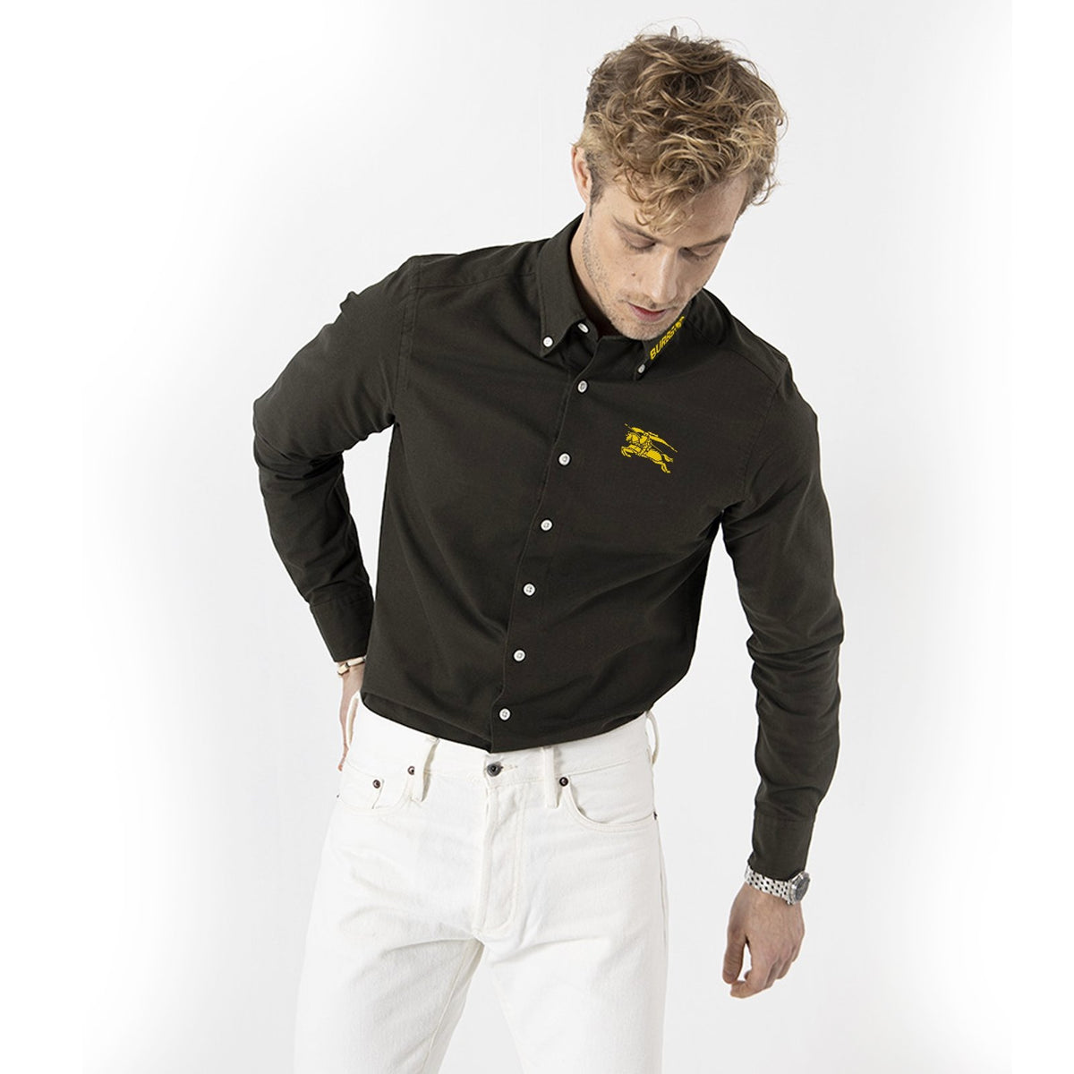 BRB  emb  dark grey oxford shirt (00156)