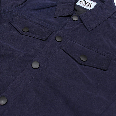 Skinny Fit collar navy bomber jacket