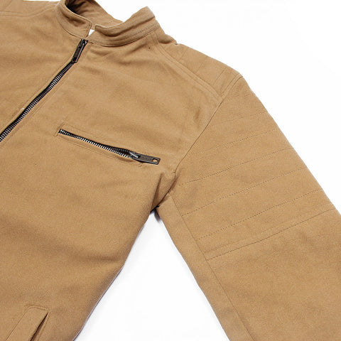 ZRA-Zip suede mustard bomber jacket (00218)
