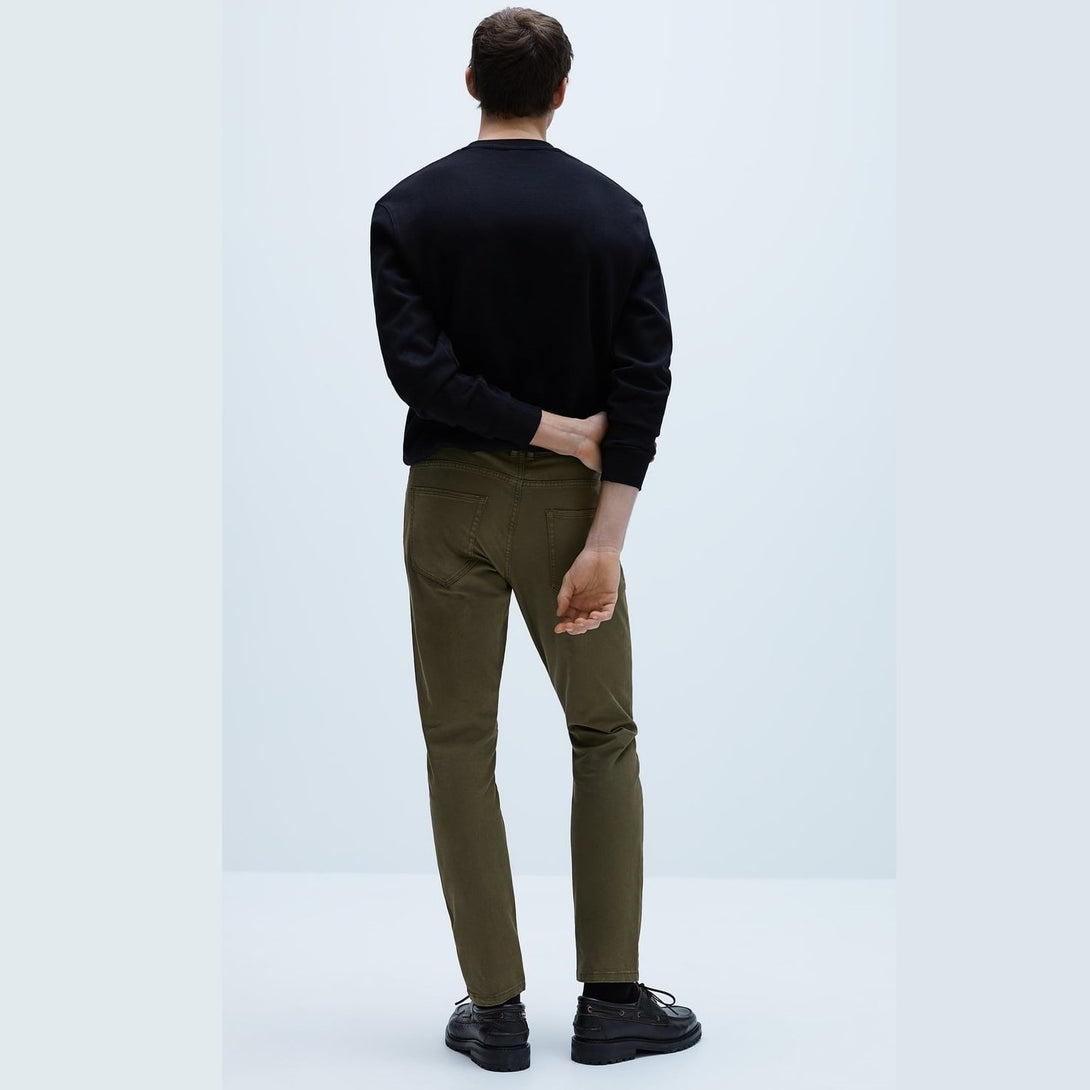 ZR khaki basic washed effect slim pants - Exports Club