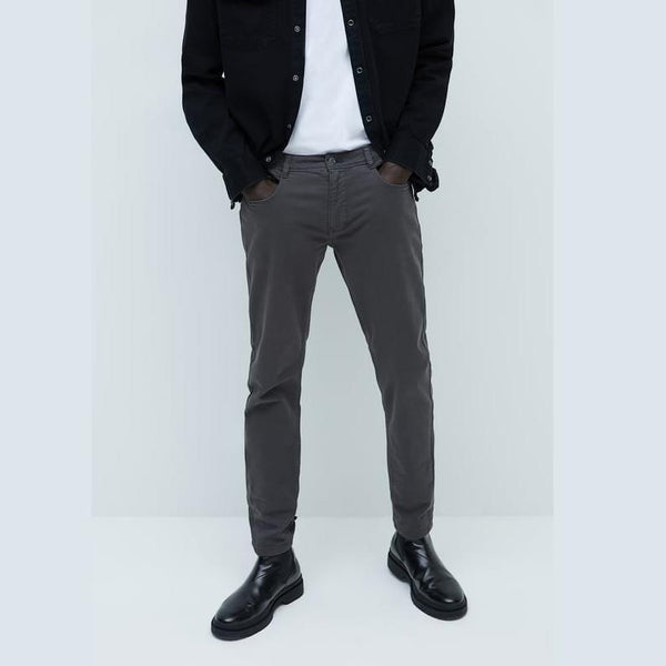 ZR  dark gray basic washed effect slim pants - Exports Club