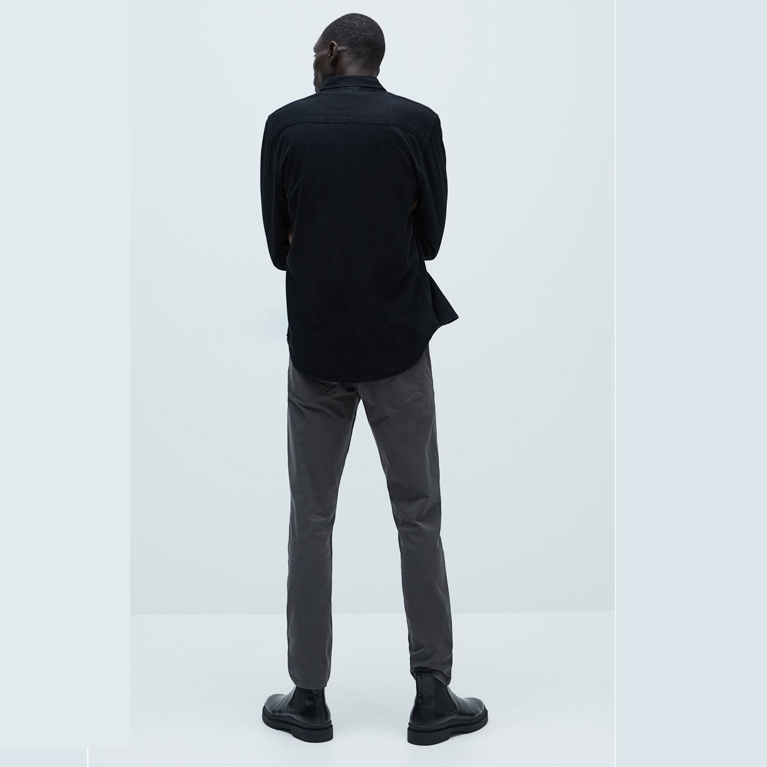 ZR  dark gray basic washed effect slim pants - Exports Club