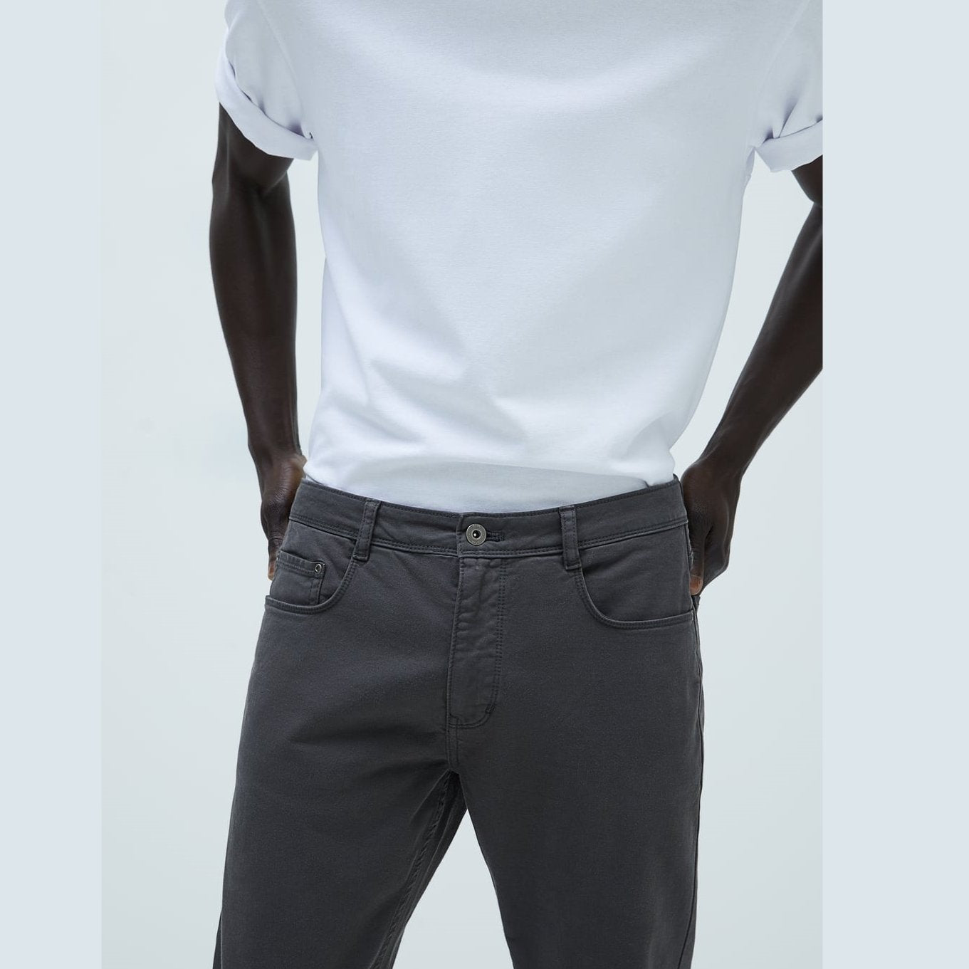 ZR  dark gray basic washed effect slim pants - Exports Club