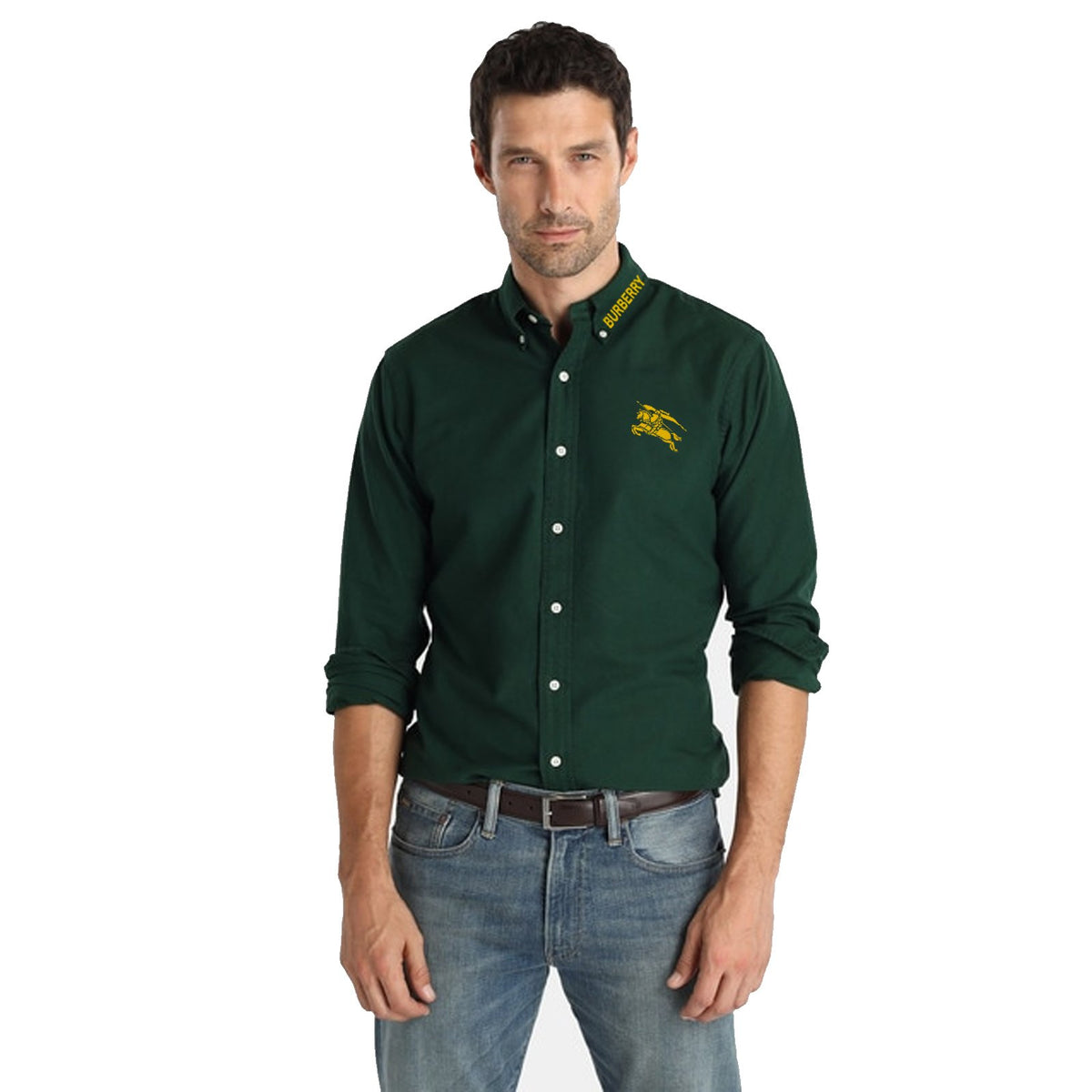 BRB  emb  dark green oxford shirt (00156)