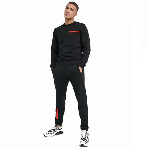 PRDA black poly-fleece tracksuit