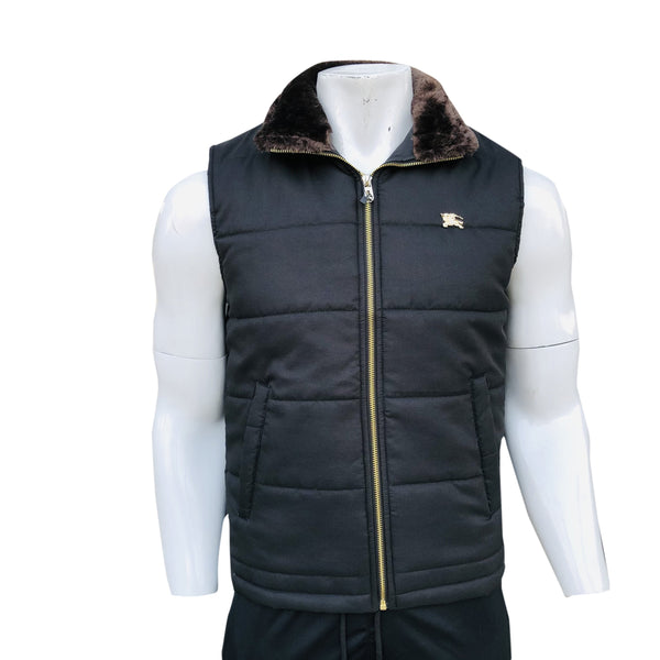 BR fur collar black gilet