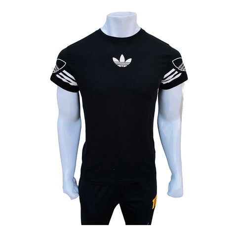 AD black printed slim fit T-Shirt