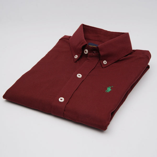 RL maroon Emb Oxford Shirt (00256)