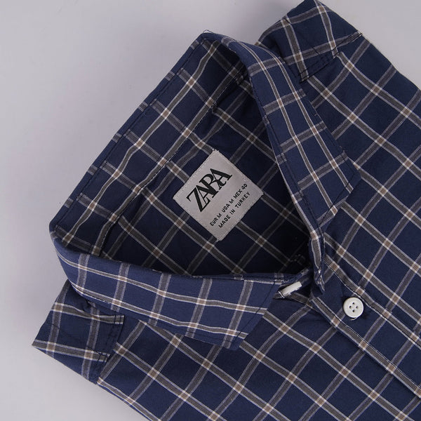 ZRA blue check premium shirt