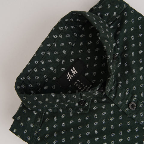 HNM premium twill green casual shirt (00242)