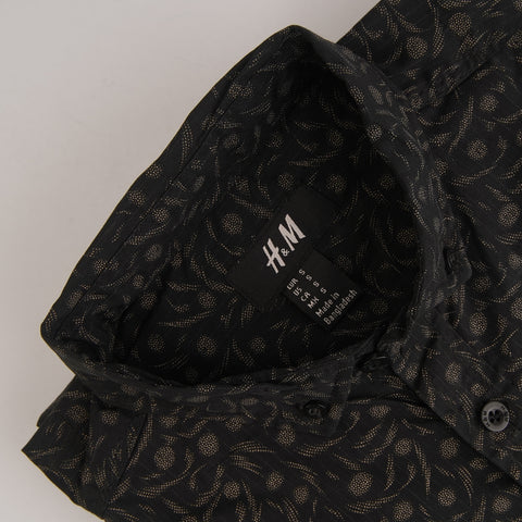 HNM premium printed black casual shirt (00242)