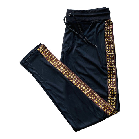 LVX side stripe black poly trouser (00179)