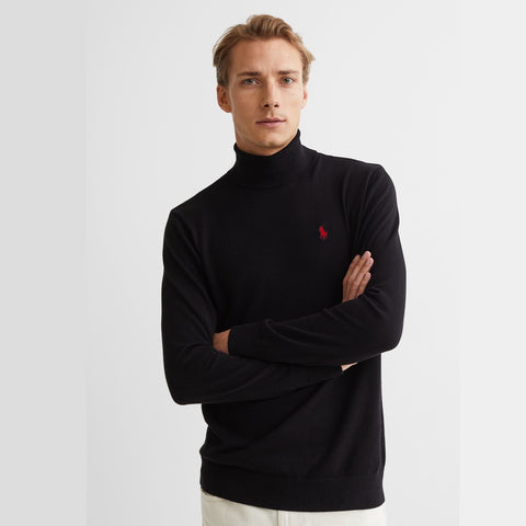 RL BLack premium soft cotton turtle neck sweater (00228)