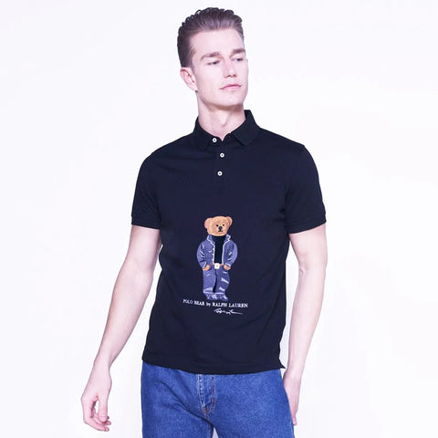 RL emb bear black exclusive polo shirt (00157)