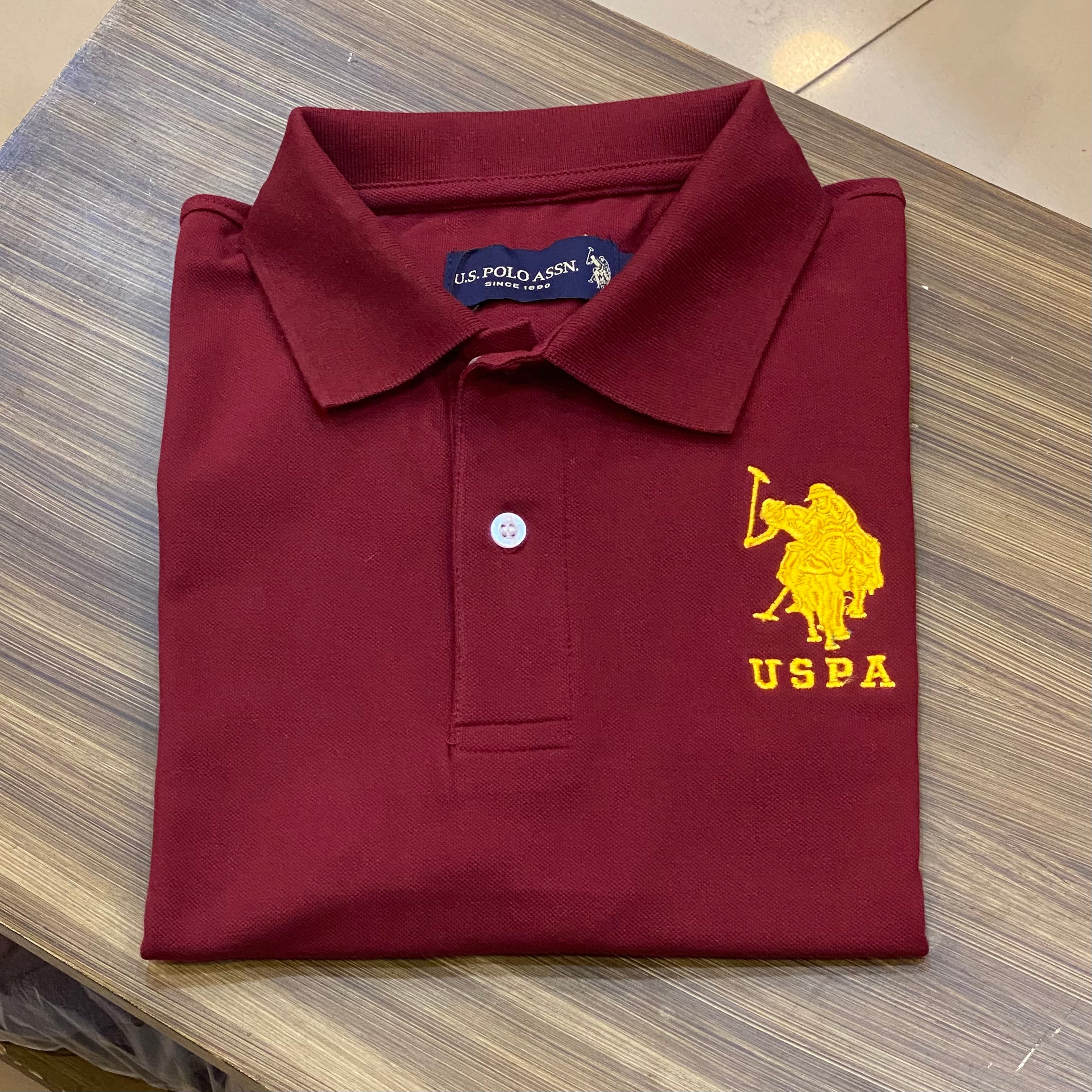 USPOLO basic big logo maroon exclusive polo shirt (00247)