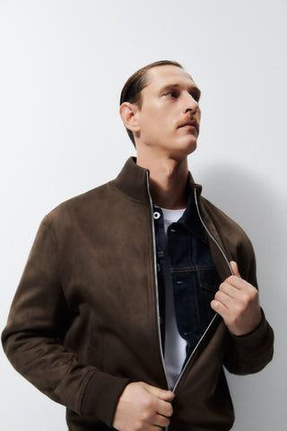 ZR suede mock neck brown Jacket (00268)