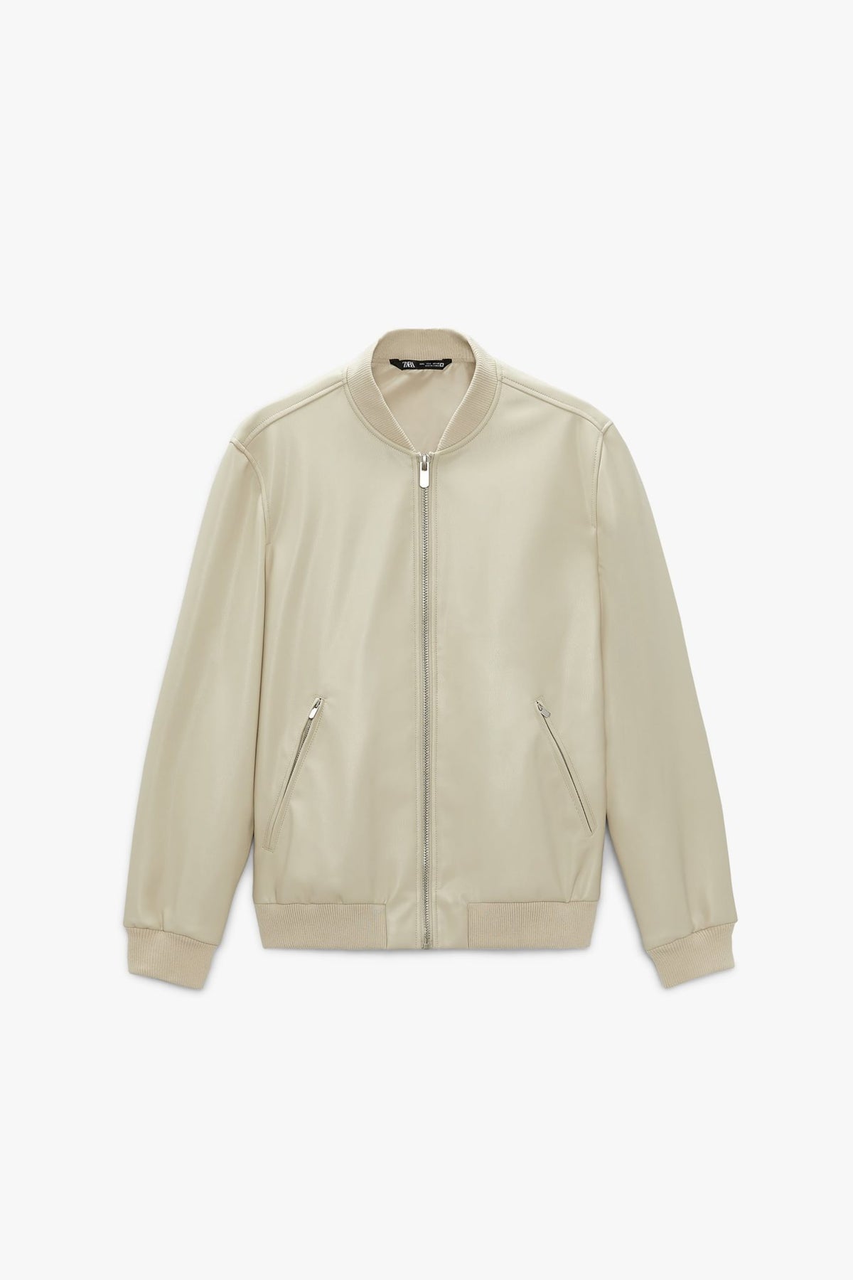 ZR faux leather white bomber jacket (00268)
